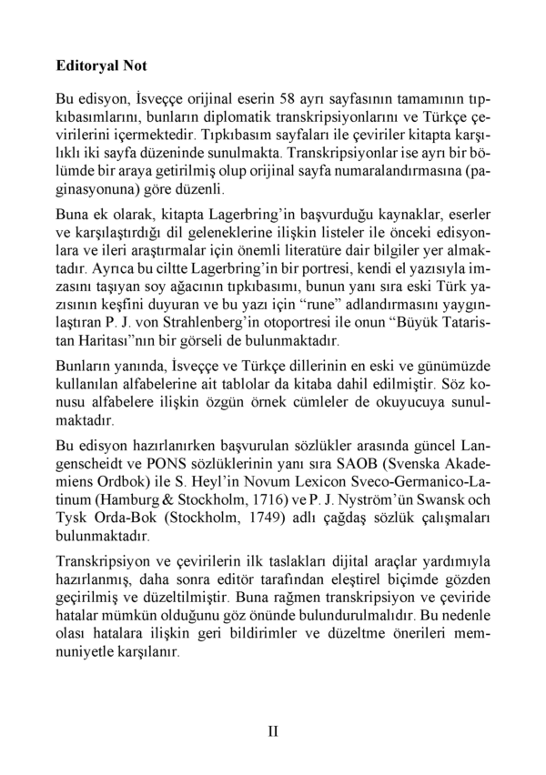 Sven Lagerbring: Şansölyelik Danışmanı ve Şövalye Bay Johan Ihre‘ye İsveççe ve Türkçe Dillerinin Benzerliği Üzerine Mektup (E-Kitap)