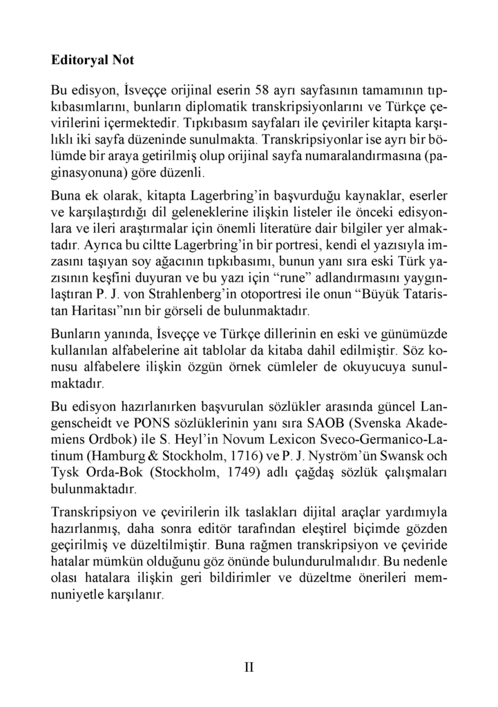 Sven Lagerbring: Şansölyelik Danışmanı ve Şövalye Bay Johan Ihre‘ye İsveççe ve Türkçe Dillerinin Benzerliği Üzerine Mektup (E-Kitap)